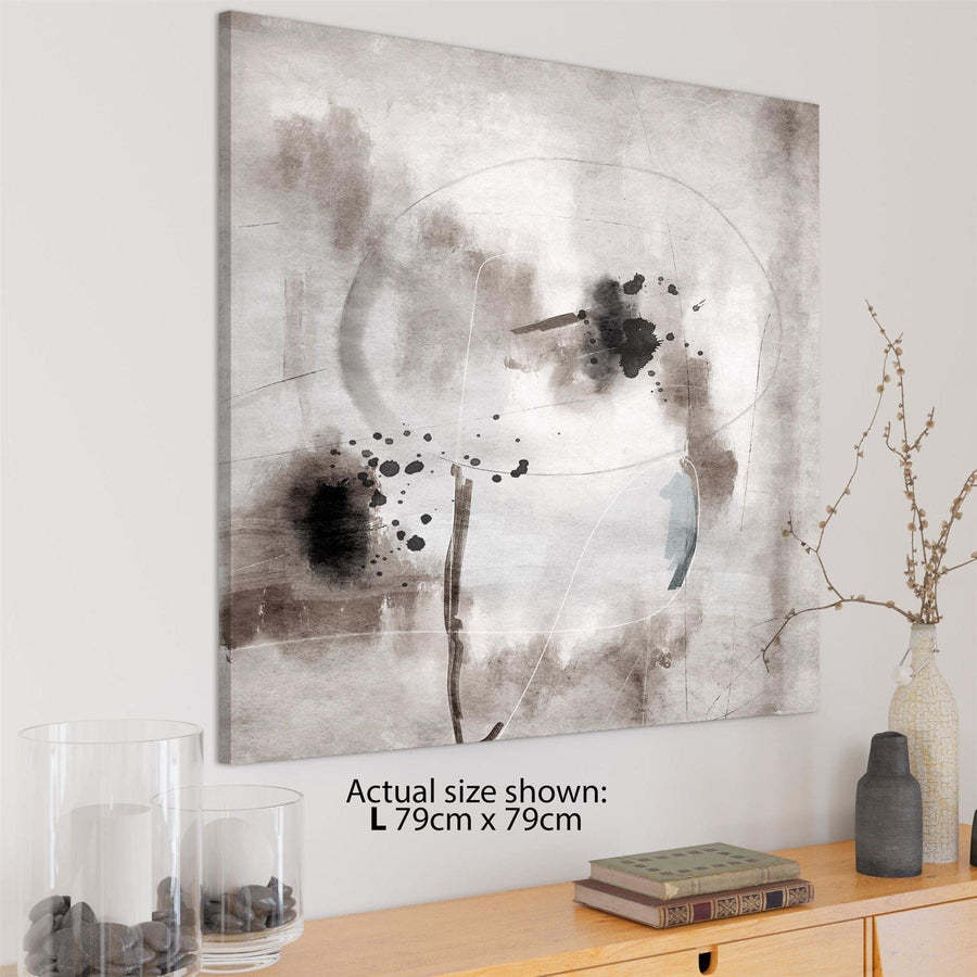 Abstract Beige Black and White Graphic Framed Wall Art Print