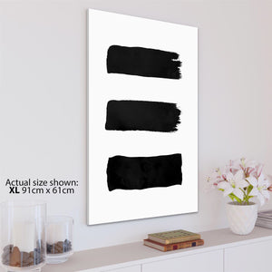 Abstract Black and White Stripes Brushstrokes Canvas Art Prints