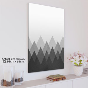 Grey Geometric Triangular Mountains Canvas Art Pictures