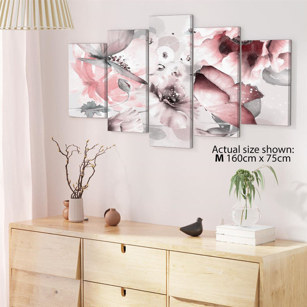 Blush Pink Grey Flowers Floral Framed Art Prints