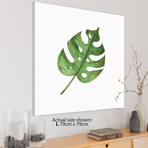 Green Large Leaf Floral Canvas Wall Art Print
