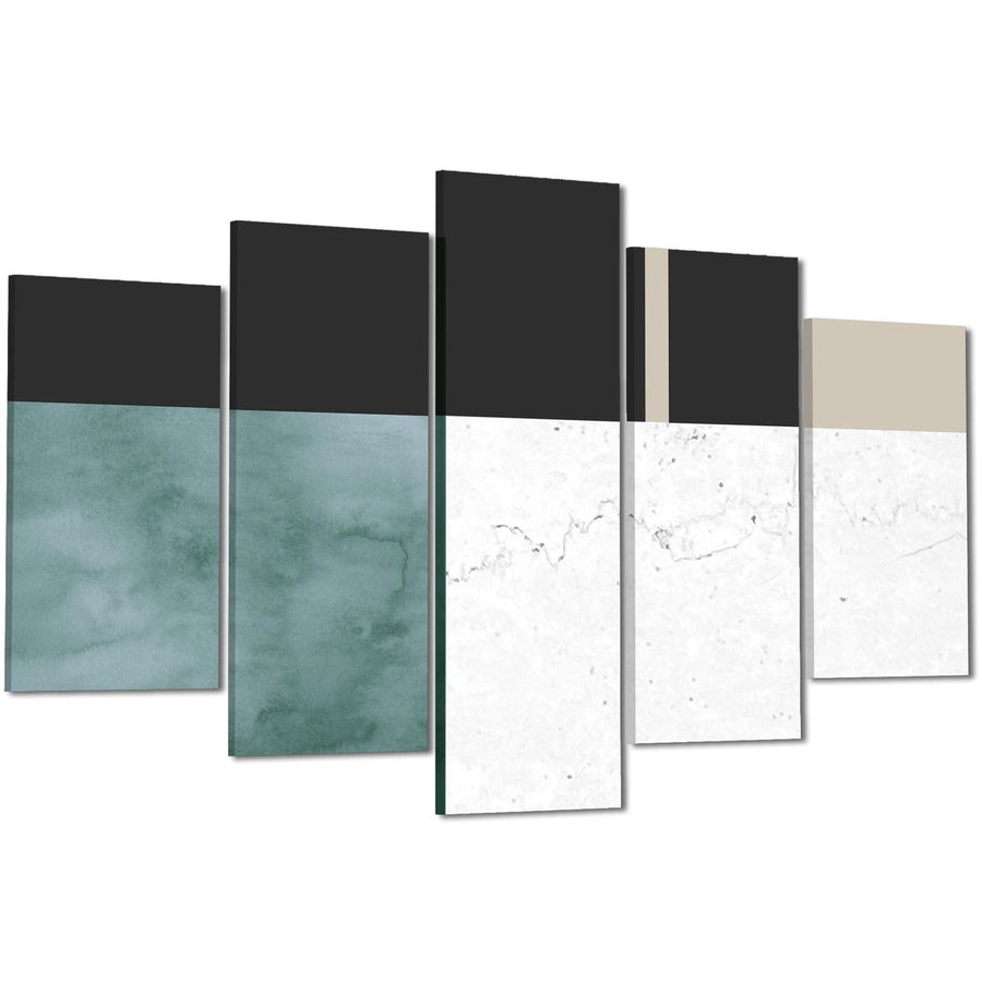 Abstract Teal Grey Illustration Canvas Art Prints