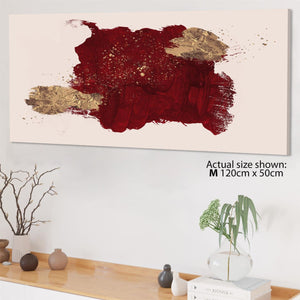 Abstract Red Gold Brushstrokes Canvas Art Pictures