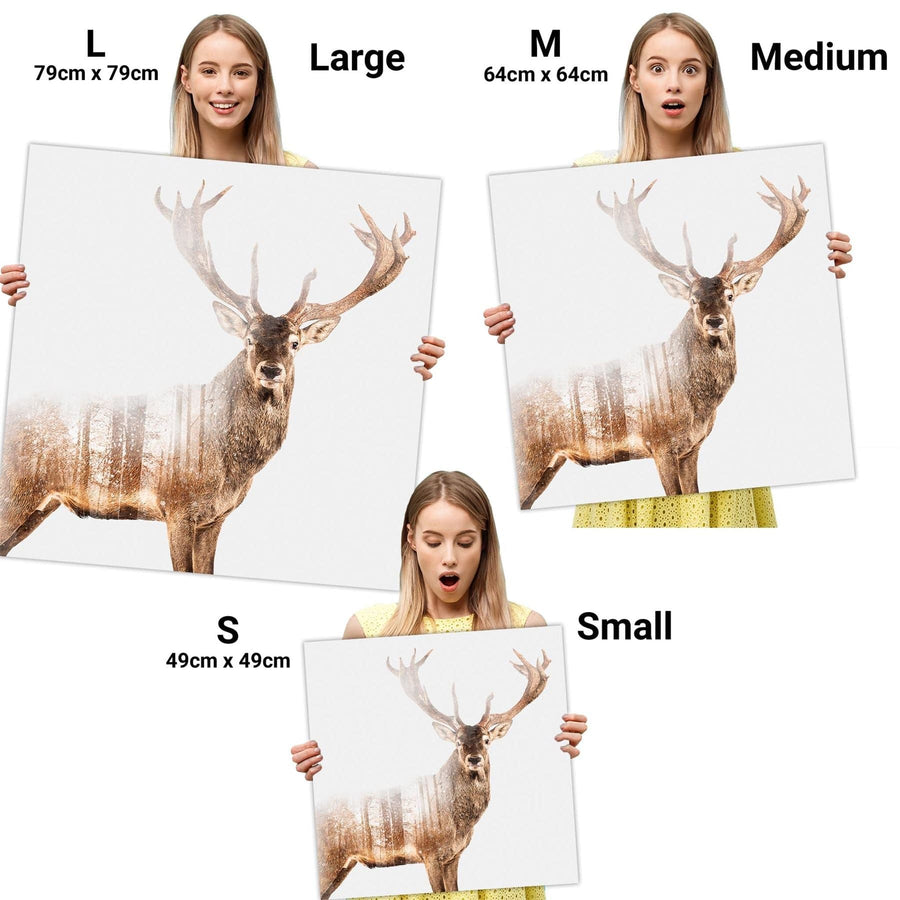 Stag Canvas Wall Art Picture - Brown