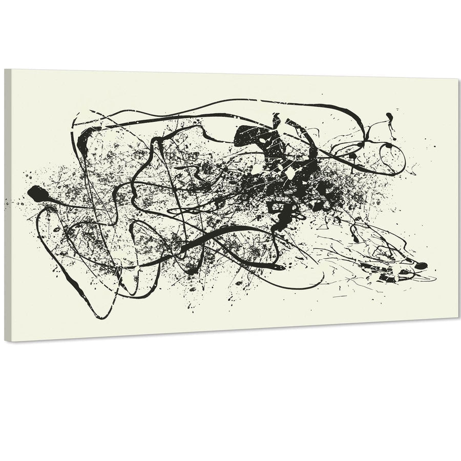 Abstract Black Cream Pollock Inspired Style Framed Art Prints