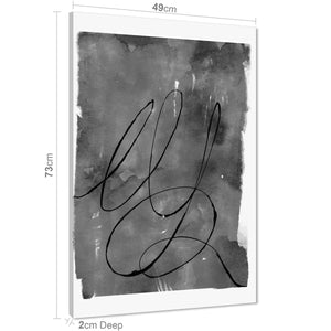 Abstract Grey Black Watercolour Expression Canvas Art Prints