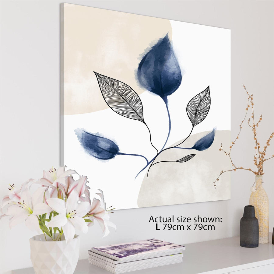 Blue Natural Leaves Floral Canvas Art Prints