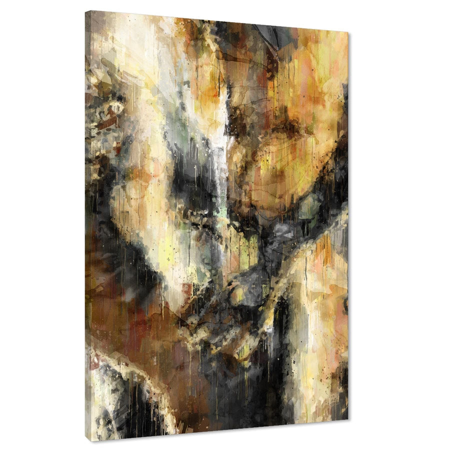 Abstract Brown Black Paint Runs Graphic Canvas Art Pictures