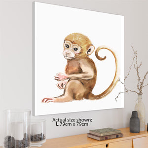 Baby Monkey Canvas Art Prints - Brown