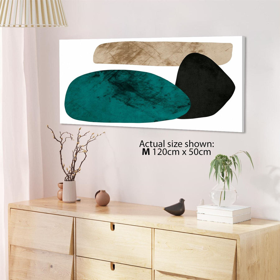 Abstract Brown Teal Watercolour Canvas Wall Art Picture