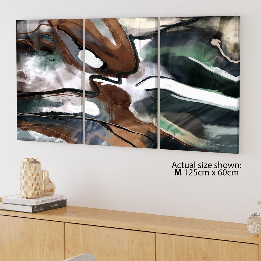 Abstract Brown Green Graphic Framed Art Prints