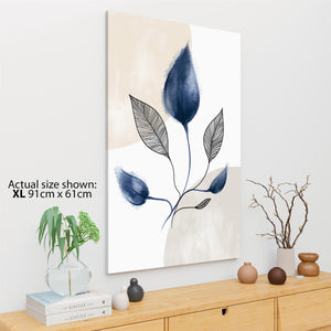 Blue Natural Leaves Floral Canvas Art Prints