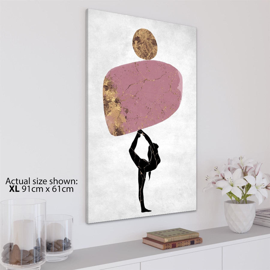 Blush Pink Gold Figurative Balance Design Canvas Art Prints
