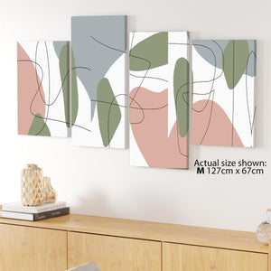 Abstract Pink Green Painting Canvas Wall Art Picture