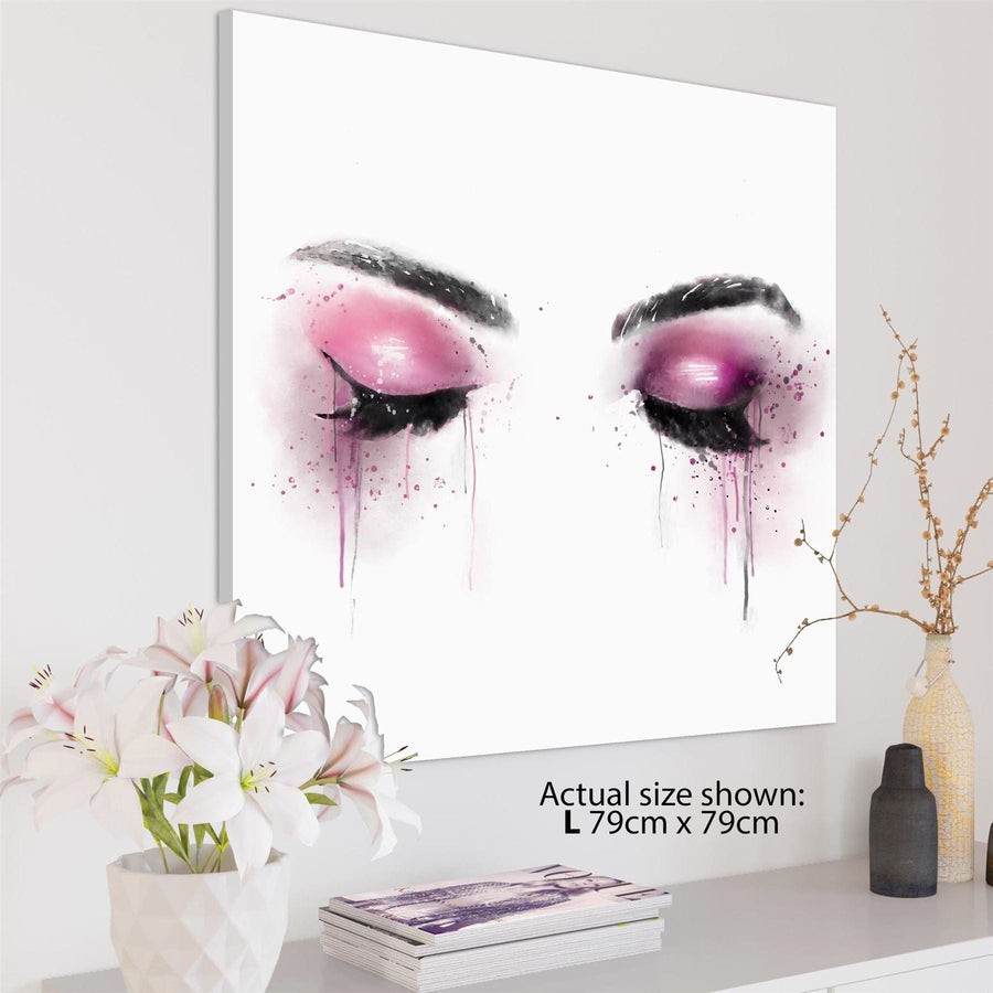 Pink Black and White Fashion Canvas Art Prints Eyes Pink Eyeshadow