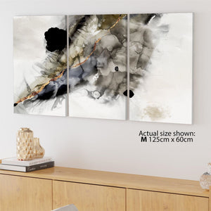 Abstract Grey Gold Watercolour Canvas Art Pictures