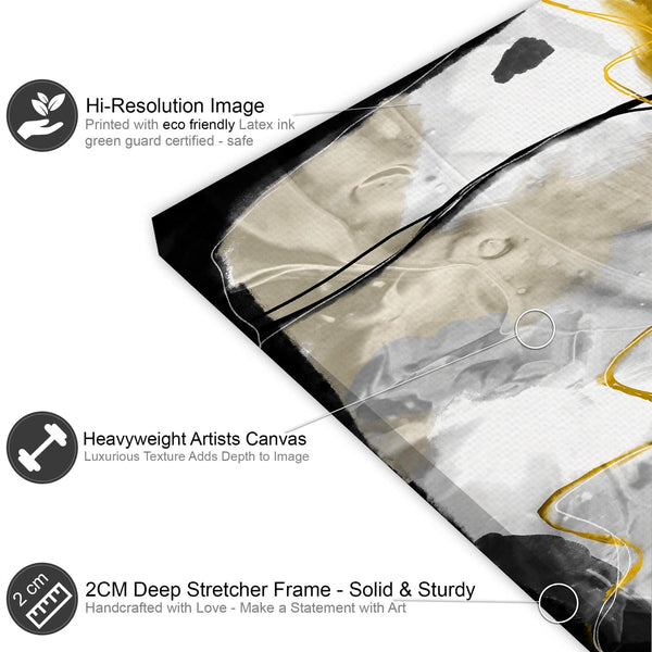 Abstract Mustard Grey Illustration Framed Art Pictures