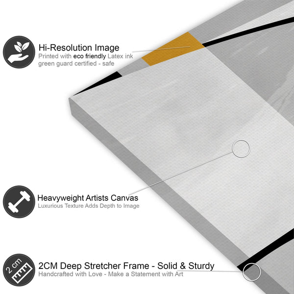 Abstract Mustard Yellow Grey Painting Canvas Art Pictures