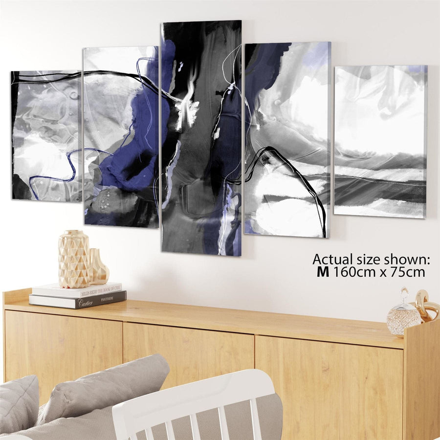 Abstract Blue Grey Artwork Framed Wall Art Picture