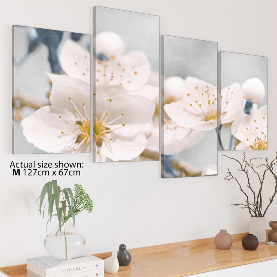 Yellow Blue Flowers Floral Canvas Art Prints