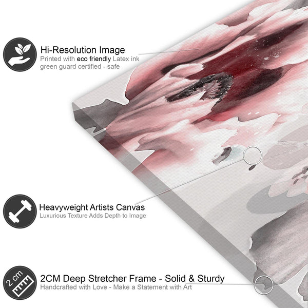 Blush Pink Grey Flowers Floral Framed Art Prints