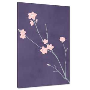 Pink Purple Cherry Blossom Floral Canvas Wall Art Picture