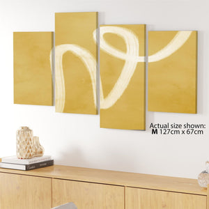Abstract Mustard Yellow Watercolour Canvas Art Pictures
