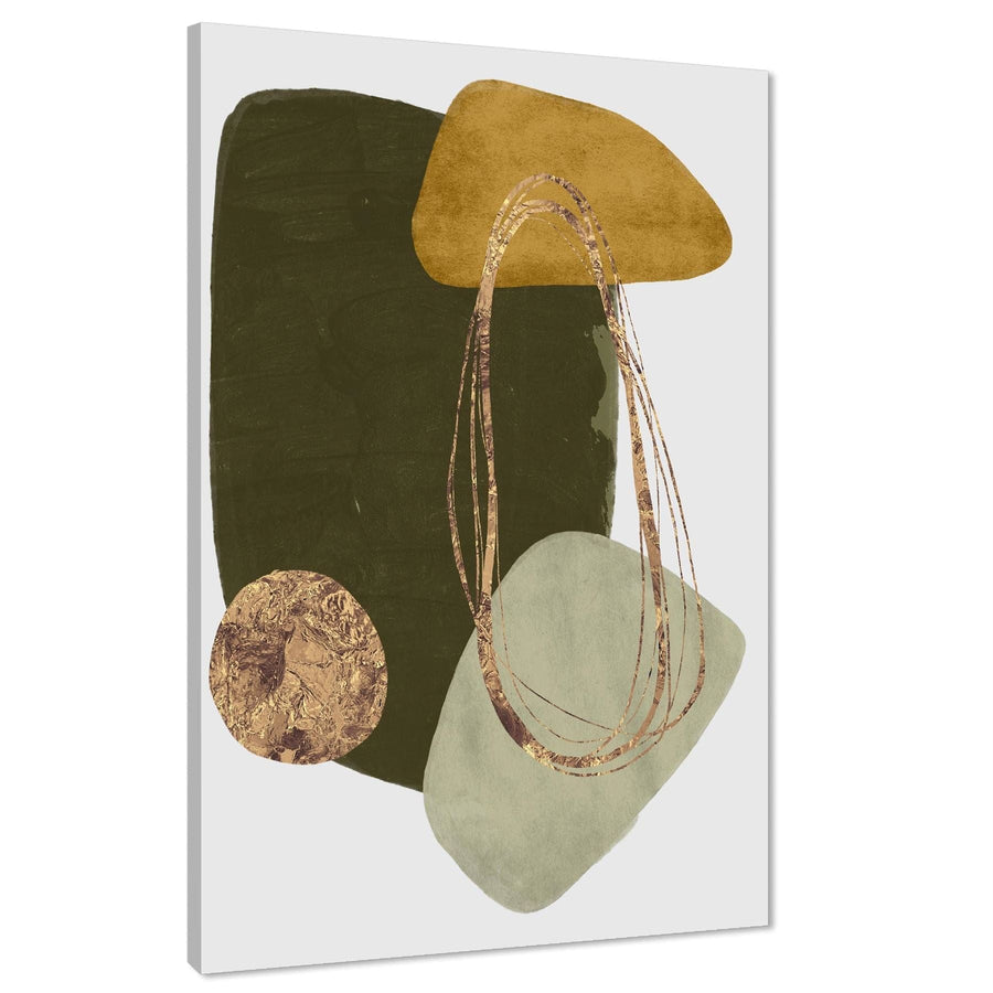 Abstract Sage Green Gold Painting Canvas Wall Art Picture