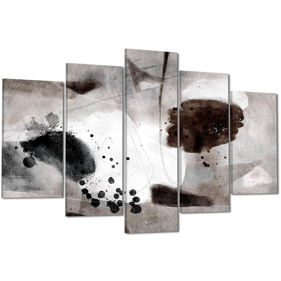 Abstract Beige Black and White Brown Watercolour Framed Art Pictures