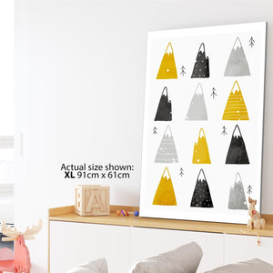 Childrens - Nursery Canvas Wall Art Picture Mustard Yellow Grey