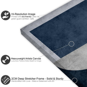 Abstract Navy Grey Watercolour Canvas Wall Art Print