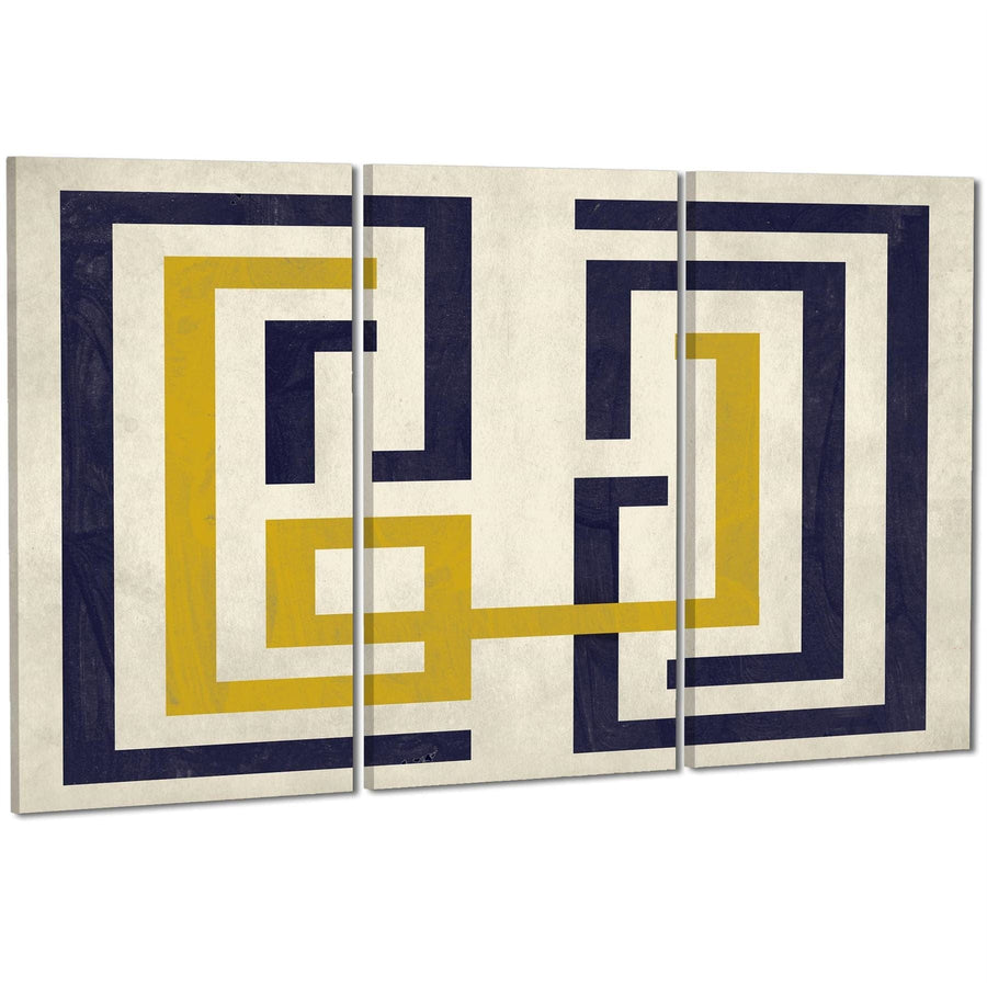 Abstract Mustard Navy Artwork Canvas Art Pictures
