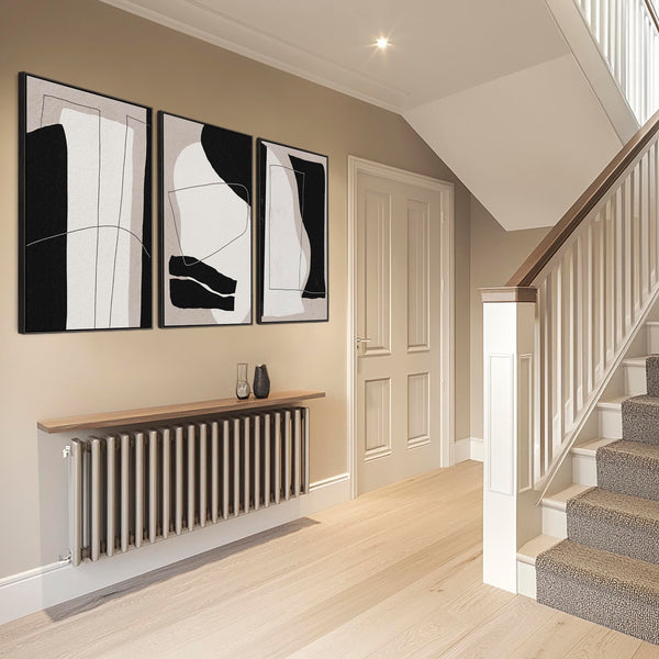 Large Abstract Neutral Wall Art for Living Room - Set of 3 Framed Canvas Pictures