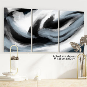 Abstract Light Blue Grey Oil Paint Effect Canvas Art Pictures