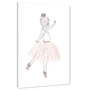 Ballerina Childrens - Nursery Canvas Art Prints Blush Pink