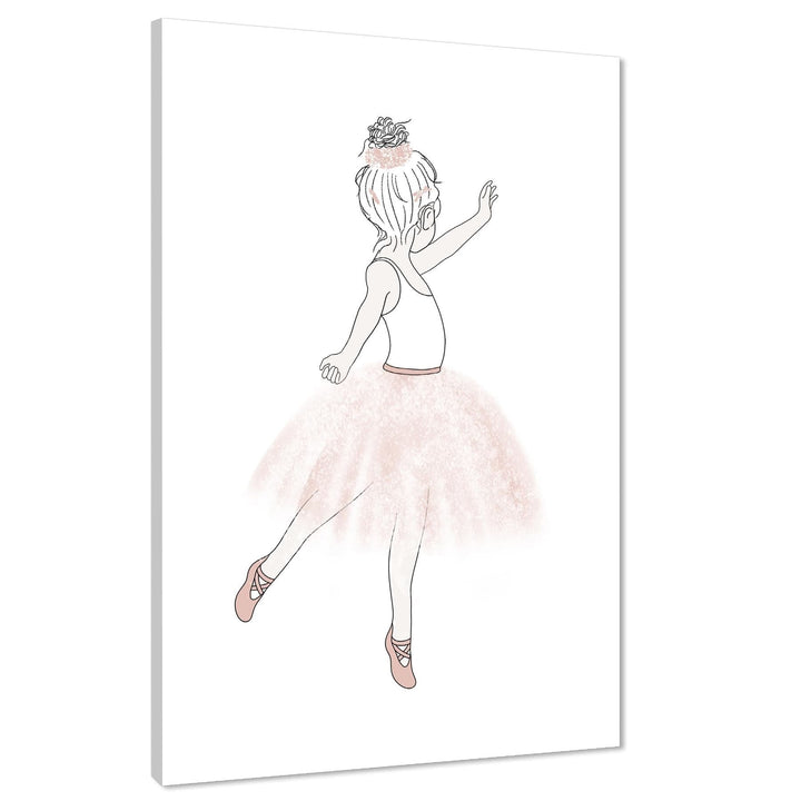 Ballerina Childrens - Nursery Canvas Art Prints Blush Pink - 1RP1199M