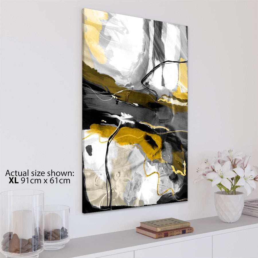 Abstract Mustard Grey Illustration Framed Art Pictures