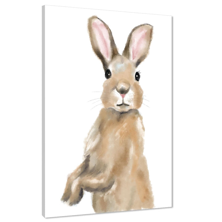 Rabbit on Hind Legs Canvas Wall Art Print - Brown Blush Pink - 1RP1007M