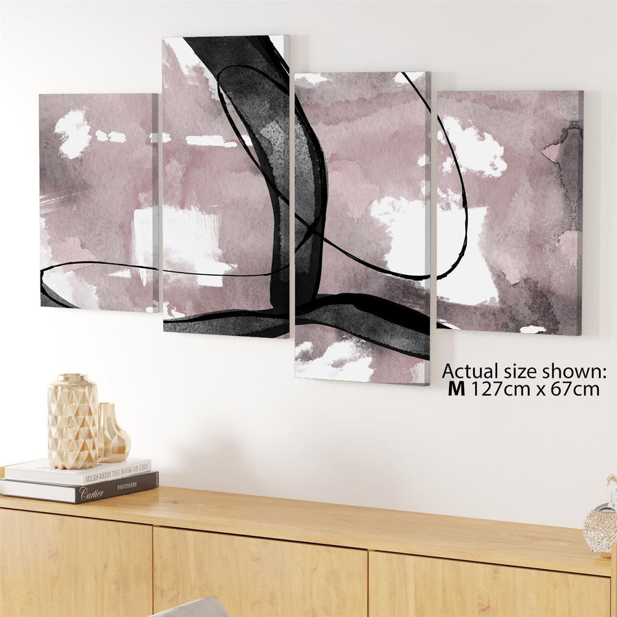 Abstract Blush Pink Black Artwork Framed Wall Art Print
