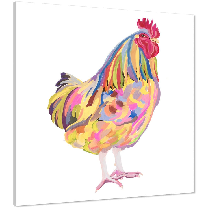 Chicken Canvas Wall Art Print - Multi Coloured - 1s1065S