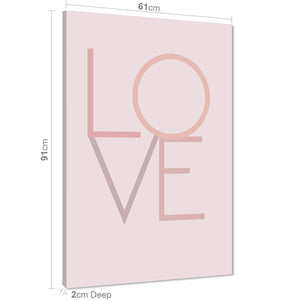 LOVE Quote Word Art - Typography Canvas Print Pink