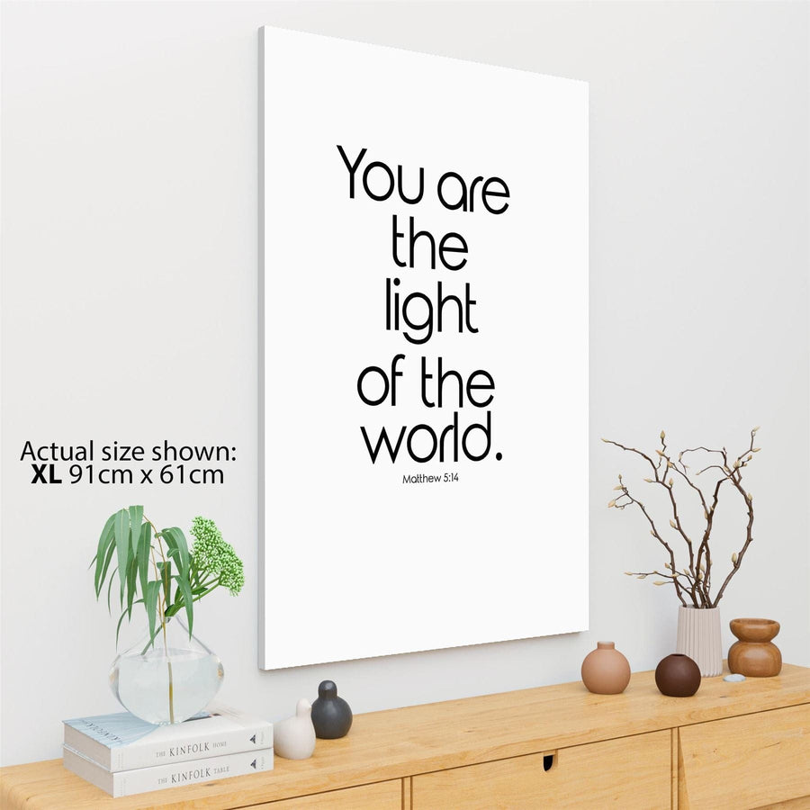 You Are the Light Quote Word Art - Typography Canvas Print Black and White