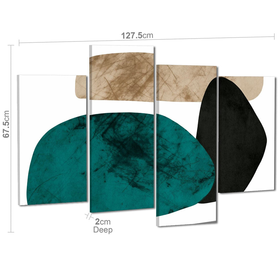 Abstract Brown Teal Watercolour Canvas Wall Art Picture