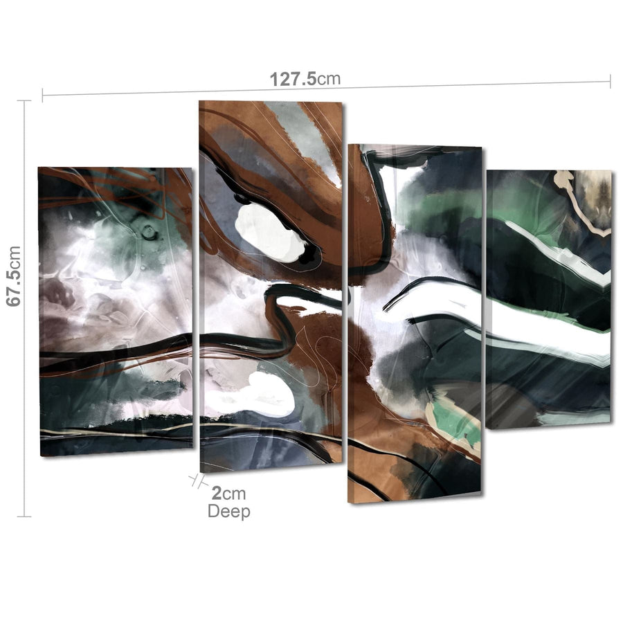 Abstract Brown Green Graphic Framed Art Prints