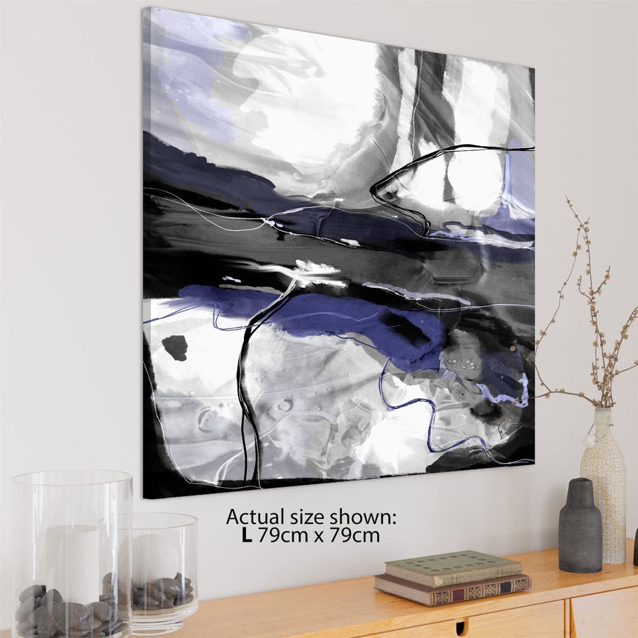 Abstract Blue Grey Artwork Framed Wall Art Picture