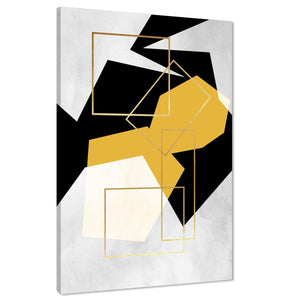 Mustard Yellow Black Geometric Canvas Art Pictures