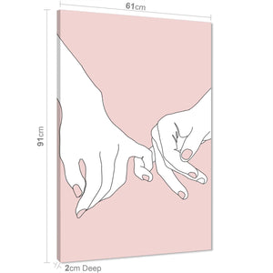 Pink White Figurative Entwined Fingers Canvas Art Pictures