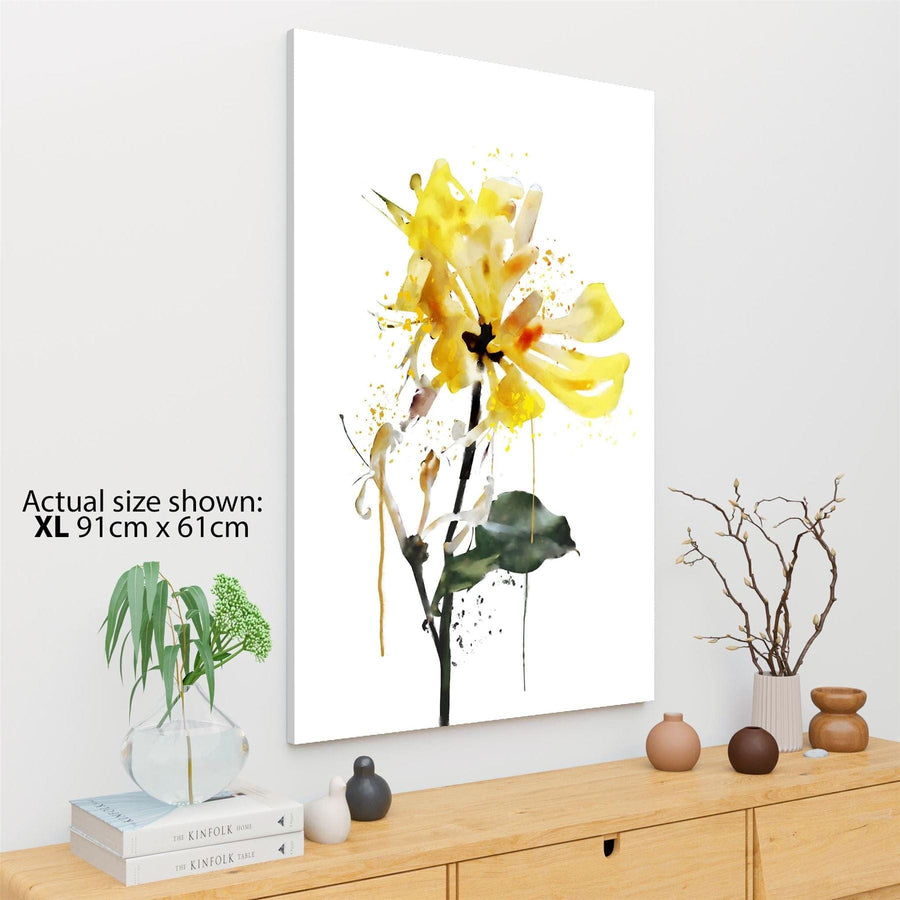 Yellow Black Flower Floral Canvas Wall Art Print