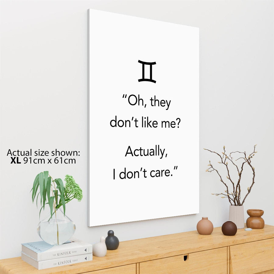 Zodiac Quote Gemini Framed Wall Art Picture  Black and White