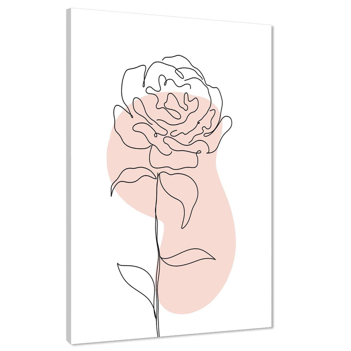 Pink Black Floral Line Drawing Floral Canvas Art Pictures - 1RP1396M